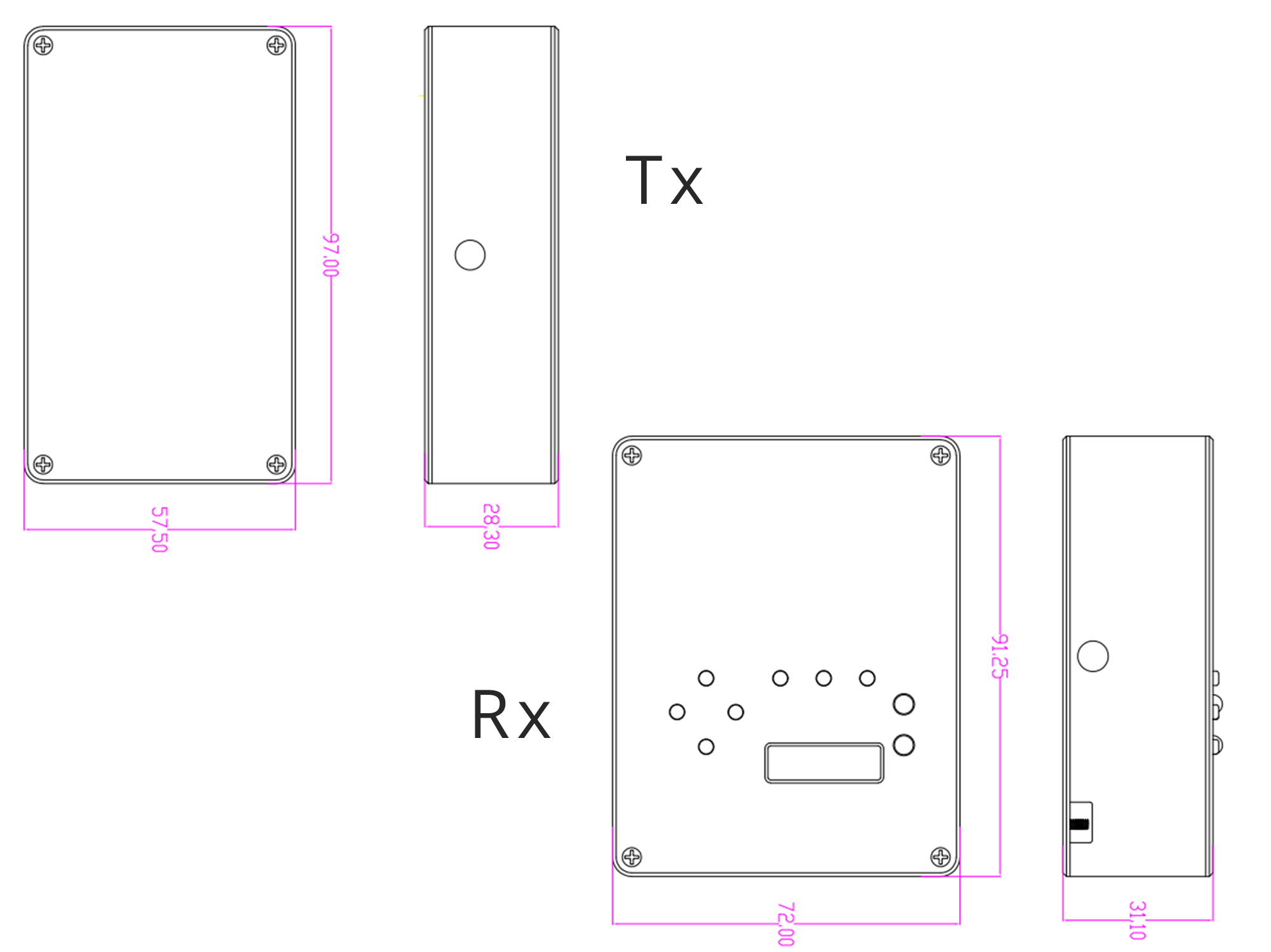 Tx Dimension of drone video transmitter